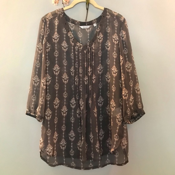 Bohemian blouse | boho top | pink gray blouse - Picture 4 of 8